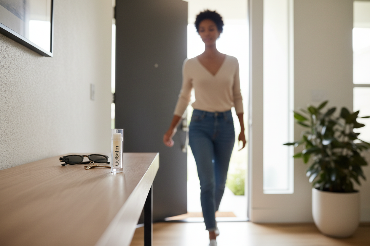 make the person ethic and the tube of "OuiBalm " should be transparent. Make sure it looks realistic and not like AI