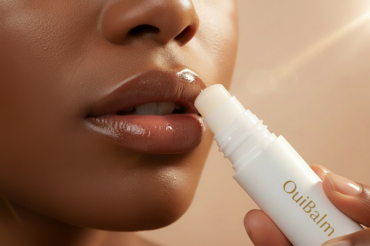 Remove the rain drops from the person's skin